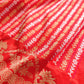 Burnt Orange Pure Katan Silk Handloom Stripe Design Sona Rupa Tanchui Body Banarasi Saree with Scalloped Border