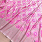 Baby Pink Soft Mashru Silk Jamewar Weaved Floral Jaal Design Pink Meena Banarasi Saree