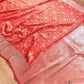 Reddish Peach Soft Mashru Silk Jamewar Weaved Geometric Design Banarasi Saree