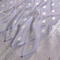 Light Grey Soft Mashru Silk Jamewar Weaved Allover Silver Small Buti Design Banarasi Saree