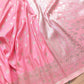 Light Pink Soft Mashru Silk Jamewar Weaved Allover Silver Small Buti Design Banarasi Saree