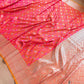 Pink and Orange Dual Shaded Soft Mashru Silk Jamewar Weaved Floral Jaal Design Banarasi Saree