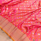 Pink and Orange Dual Shaded Soft Mashru Silk Jamewar Weaved Floral Jaal Design Banarasi Saree