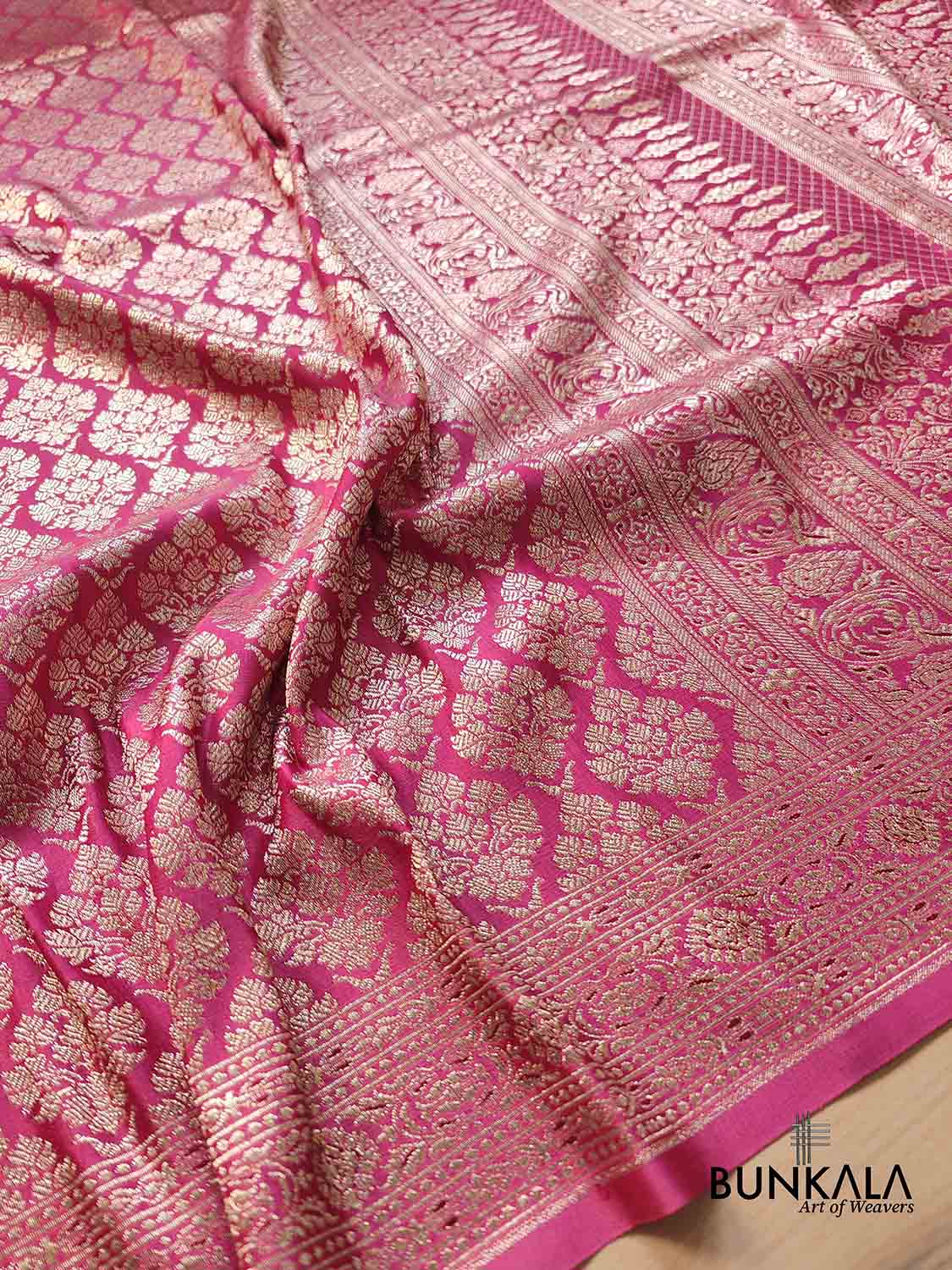 Dark Rani Pink Mashru Silk Banarasi Saree