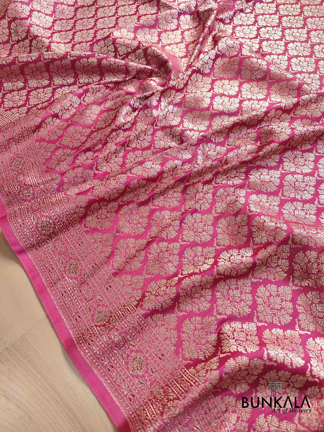 Dark Rani Pink Mashru Silk Banarasi Saree