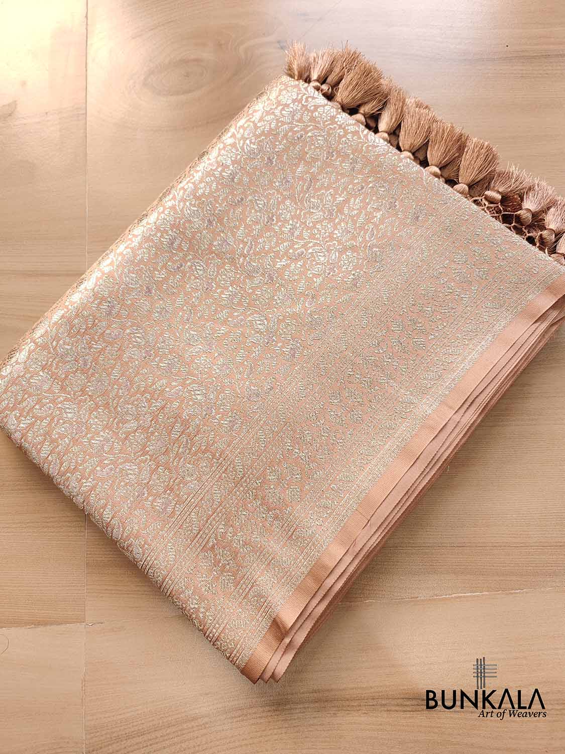 Peach Pink Mashru Silk Banarasi Saree