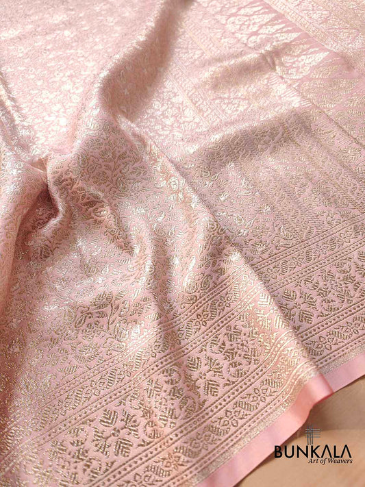 Light Baby Pink Mashru Silk Banarasi Saree