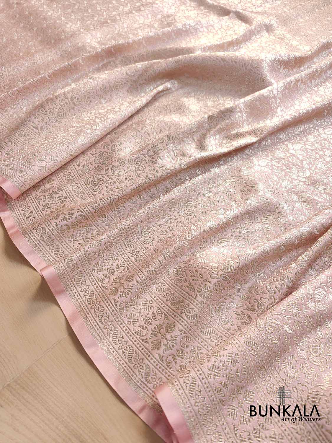 Light Baby Pink Mashru Silk Banarasi Saree