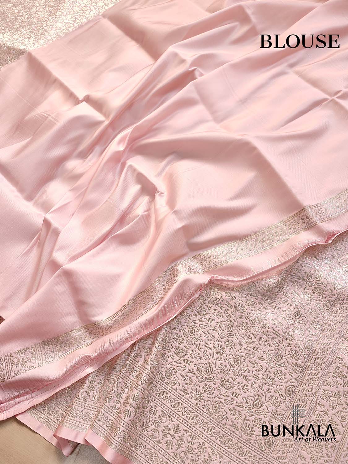 Light Baby Pink Mashru Silk Banarasi Saree