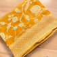 Mustard Yellow Georgette Floral Jaal Design Banarasi Saree