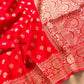 Bright Red Georgette Allover Small Buti Banarasi Saree