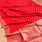 Bright Red Georgette Allover Small Buti Banarasi Saree