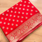 Bright Red Georgette Allover Small Buti Banarasi Saree