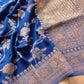 Blue Georgette Floral Jaal Design Banarasi Saree