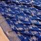 Blue Georgette Floral Jaal Design Banarasi Saree