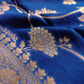 Blue Georgette Floral Jaal Design Banarasi Saree