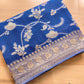 Blue Georgette Floral Jaal Design Banarasi Saree