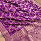 Purple Magenta Georgette Floral Jaal Design Banarasi Saree