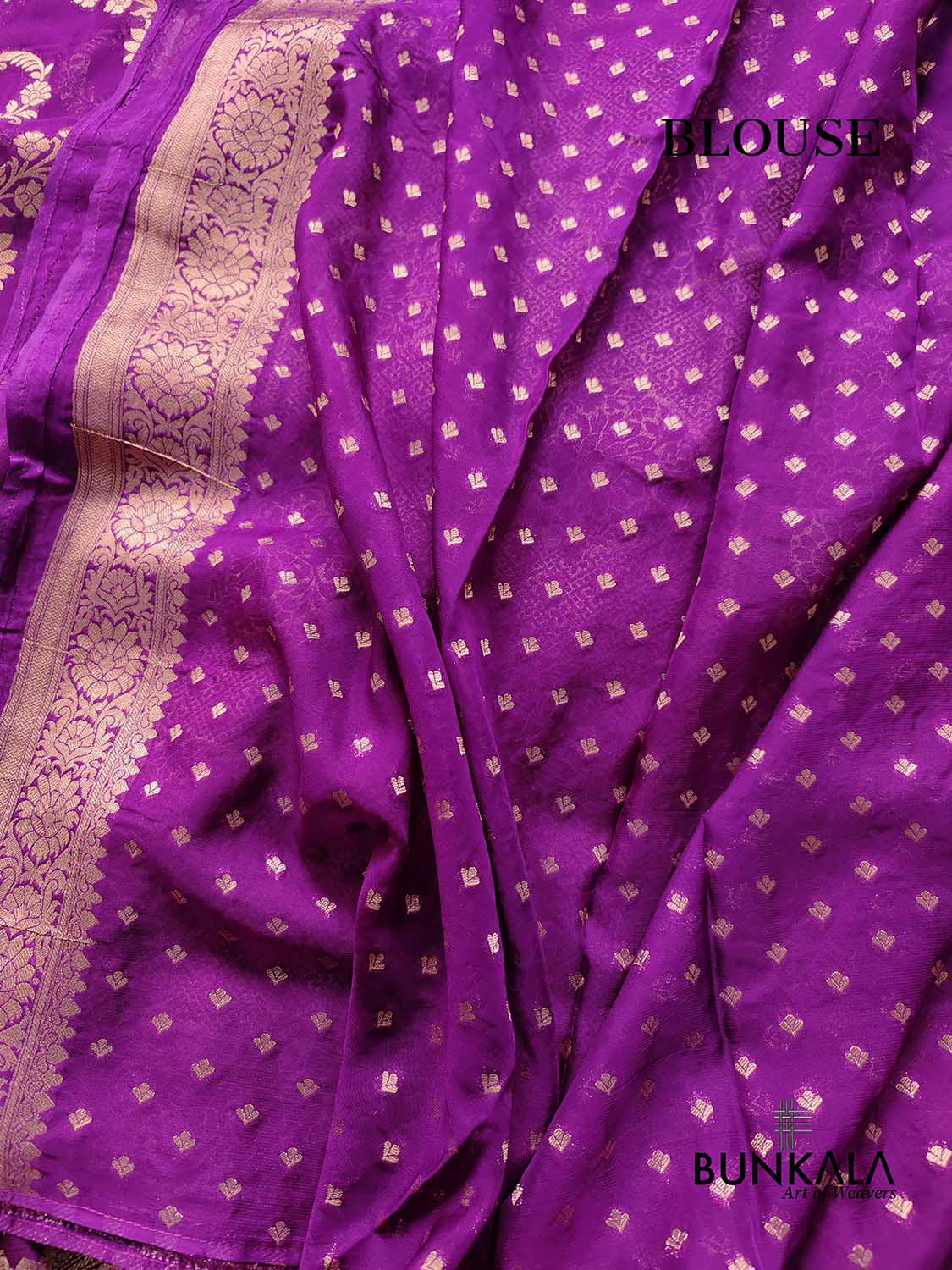 Purple Magenta Georgette Floral Jaal Design Banarasi Saree