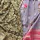 Grey Floral Printed Cotton Saree with Pink Contrast Border