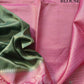 Green Plain Soft Tissue Silk Saree with Pink Floral Design Contrast Border