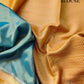 Peacock Blue Plain Soft Tissue Silk Saree with Yellow Floral Design Contrast Border