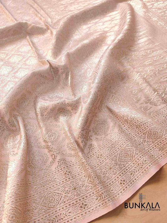 Light Nude Pink Mashru Silk Banarasi Saree