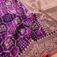 Purple Pure Katan Silk Handloom Kadwa Weaved Meenakari Banarasi Saree