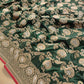 Bottle Green Pure Katan Silk Handloom Kadwa Weaved Jangla Design Sona Rupa Banarasi Saree