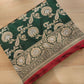 Bottle Green Pure Katan Silk Handloom Kadwa Weaved Jangla Design Sona Rupa Banarasi Saree