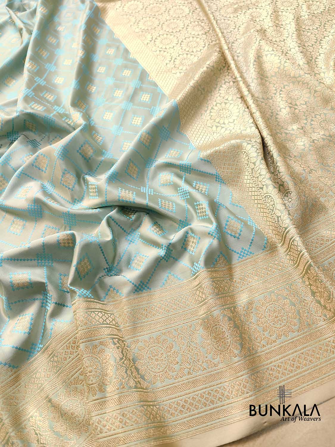 Light Blue Mashru Silk Banarasi Saree