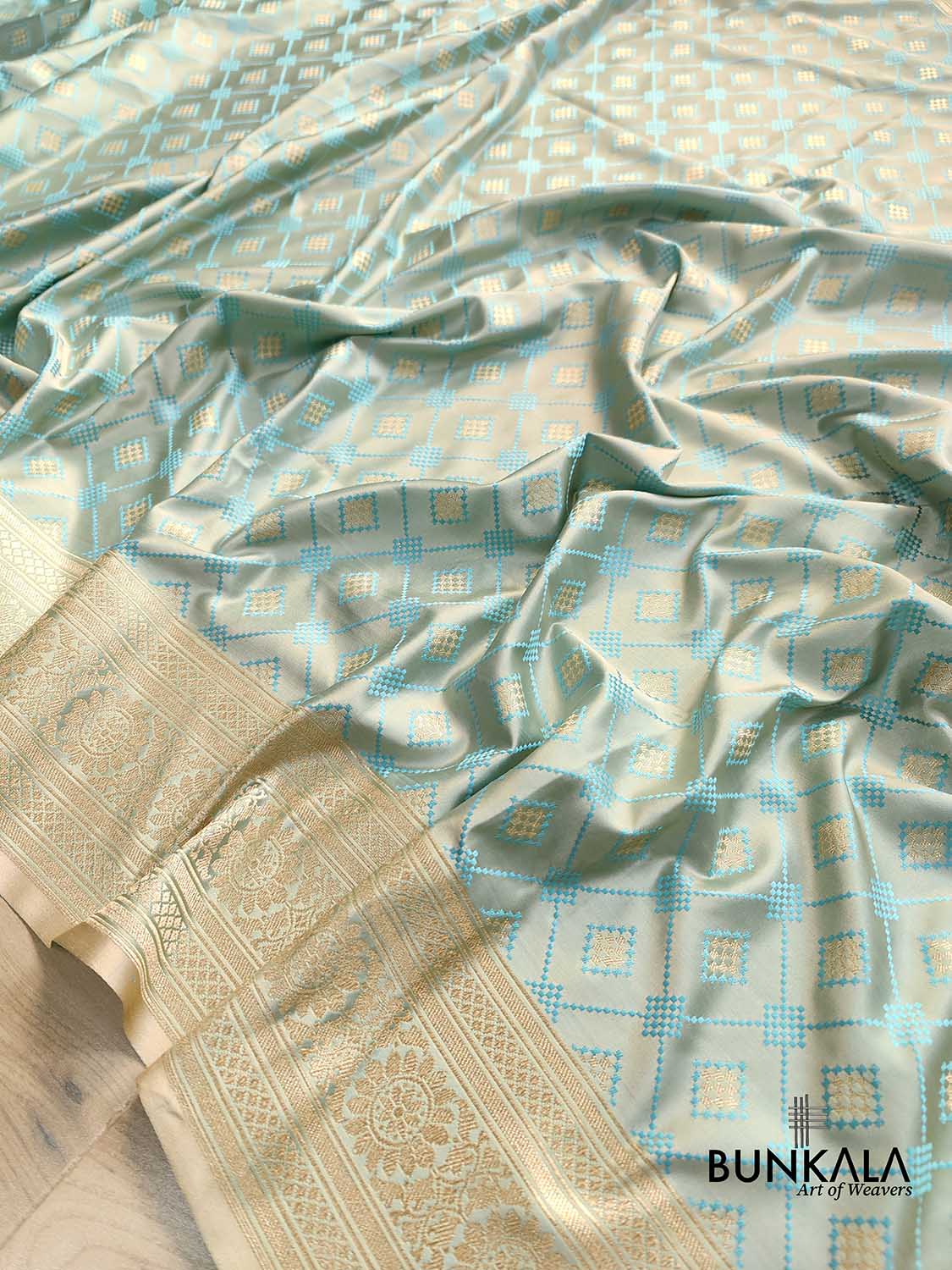 Light Blue Mashru Silk Banarasi Saree