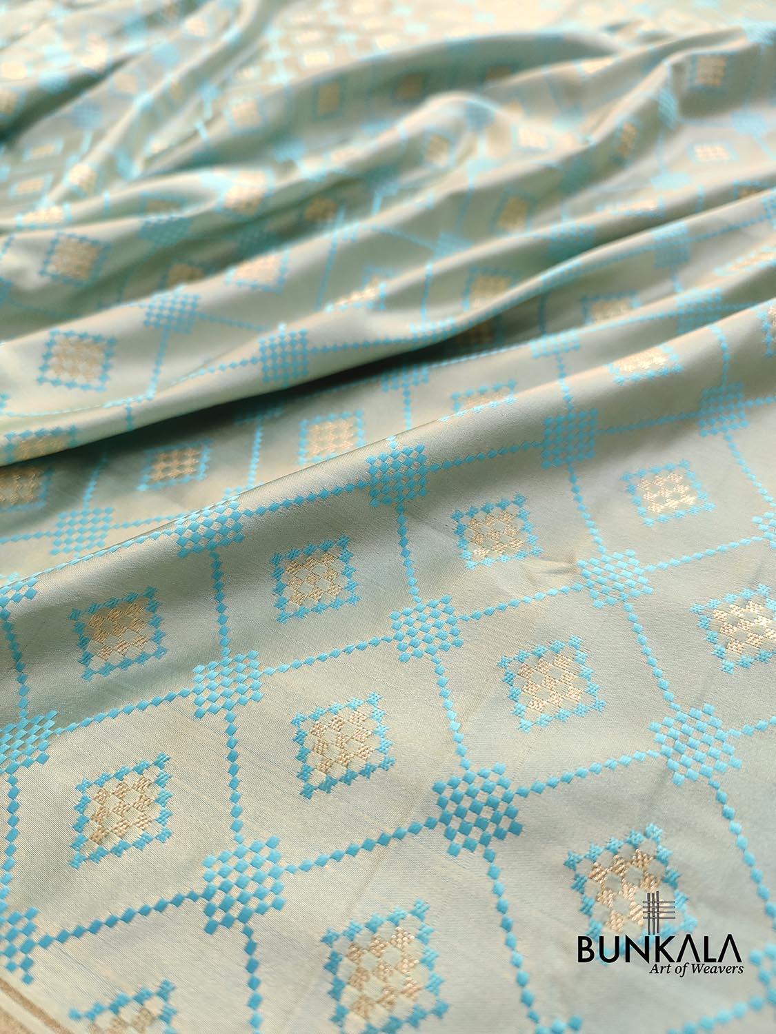 Light Blue Mashru Silk Banarasi Saree