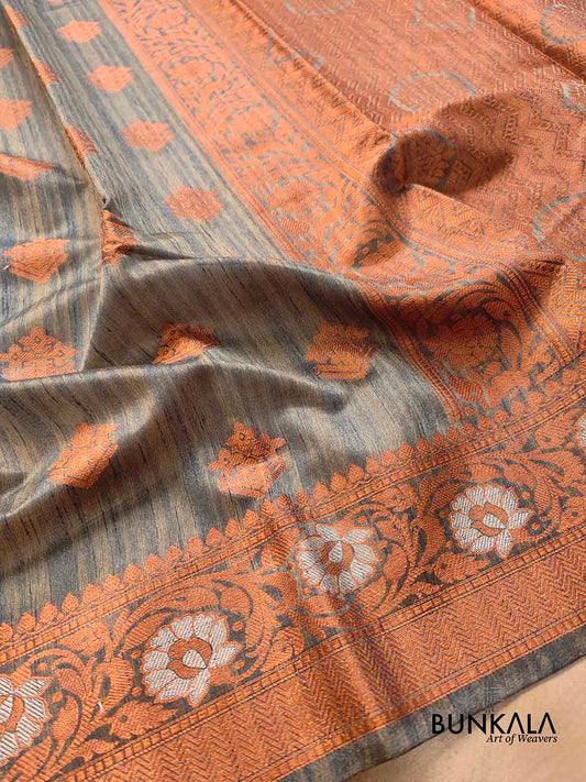 Grey Silk Banarasi Saree