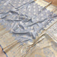 Pastel Grey Geometrical Design Mashru Silk Jamewar Weaved Banarasi Saree