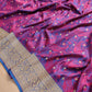 Blue and Purple Heritage Paisley Design Mashru Silk Jamewar Weaved Banarasi Saree