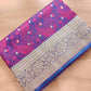 Blue and Purple Heritage Paisley Design Mashru Silk Jamewar Weaved Banarasi Saree