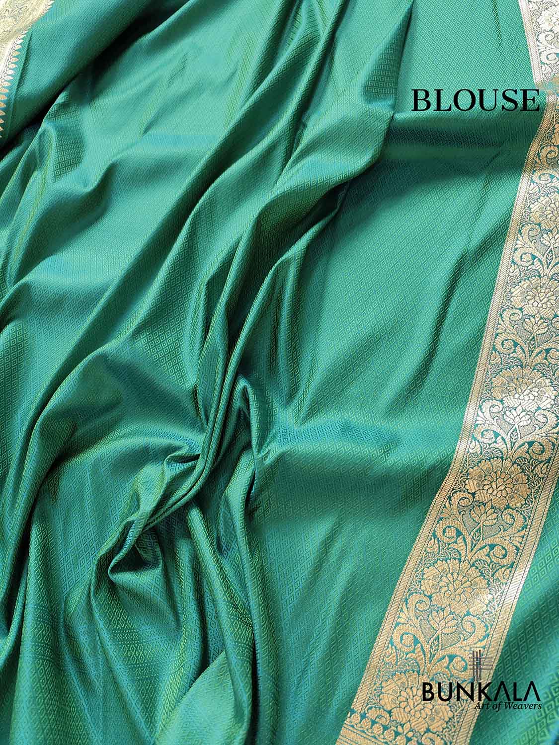 Green Two Tone Peacock Color Mashru Silk Jamewar Weaved Banarasi Saree