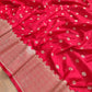 Bright Red Mashru Silk Jamewar Weaved Banarasi Saree