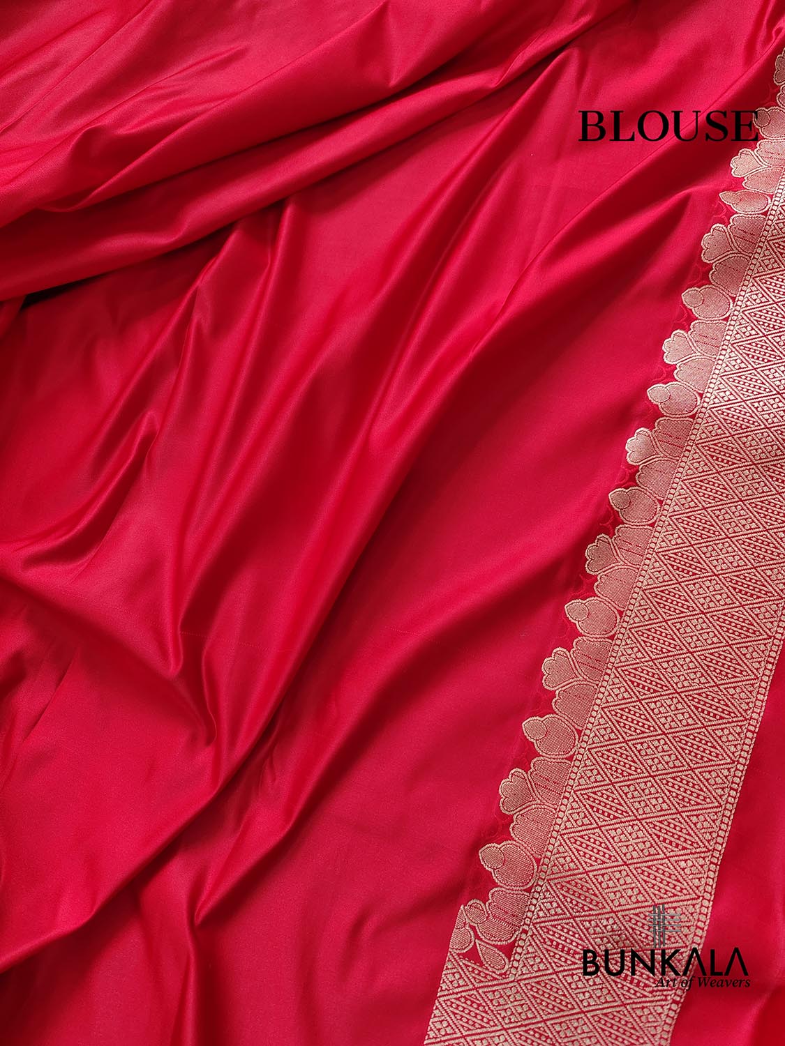 Bright Red Mashru Silk Jamewar Weaved Banarasi Saree