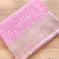 Baby Pink Floral Design Mashru Silk Jamewar Weaved Banarasi Saree