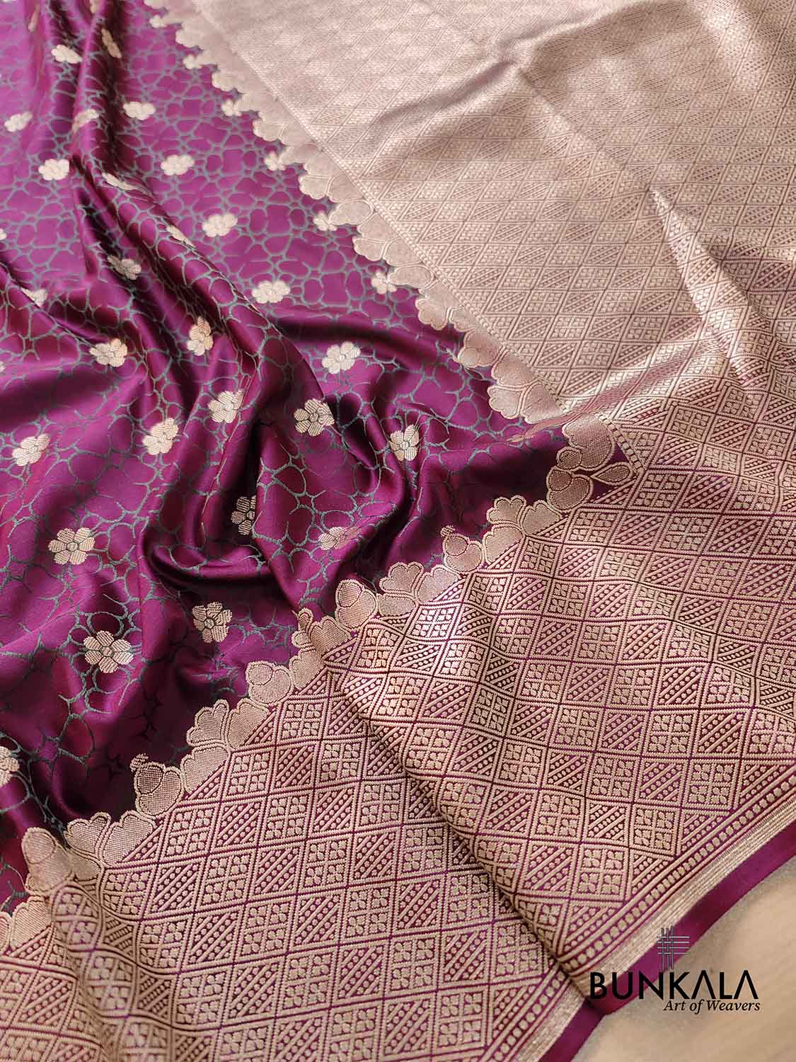 Purple Mashru Silk Jamewar Weaved Banarasi Saree