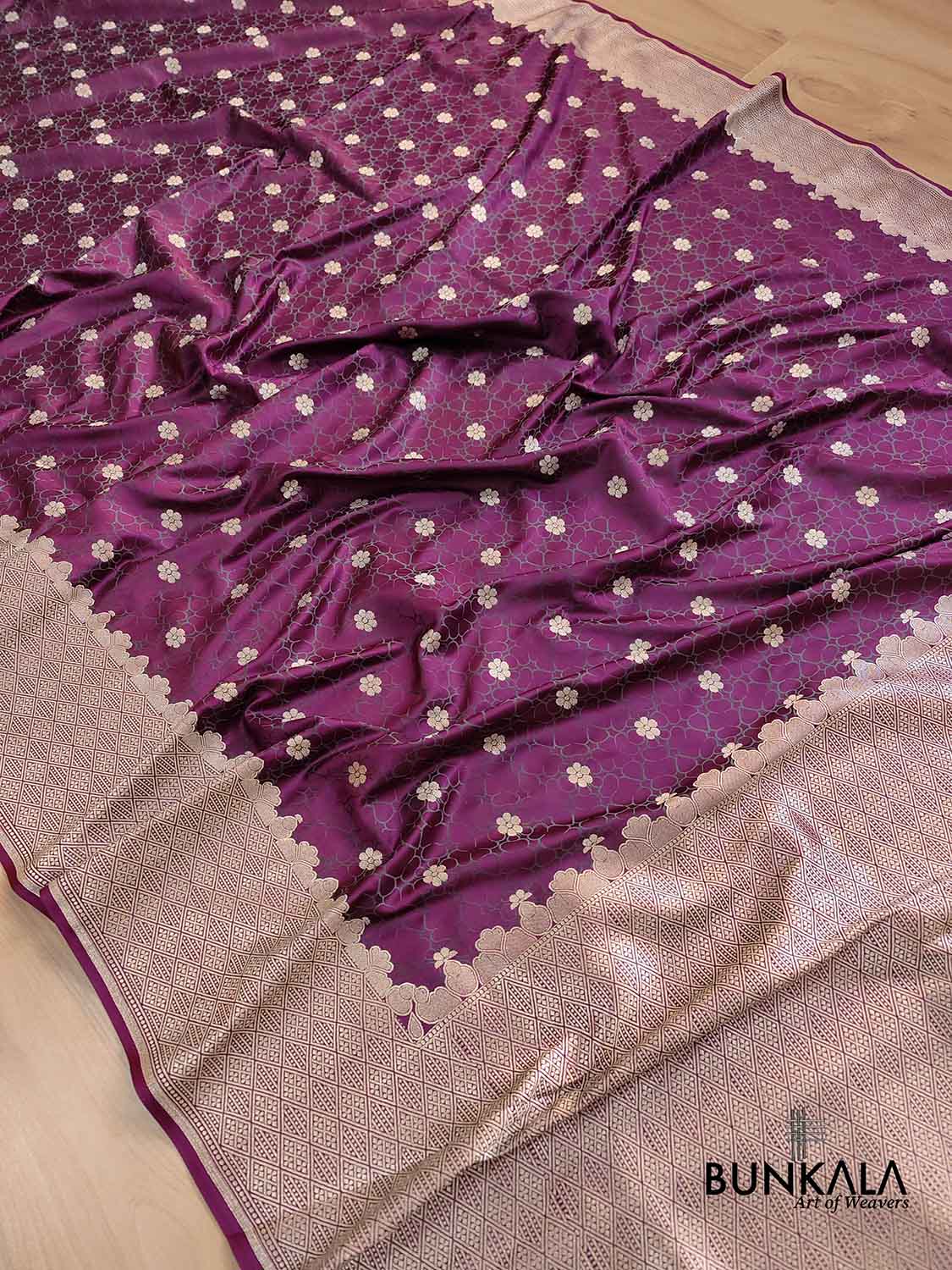 Purple Mashru Silk Jamewar Weaved Banarasi Saree