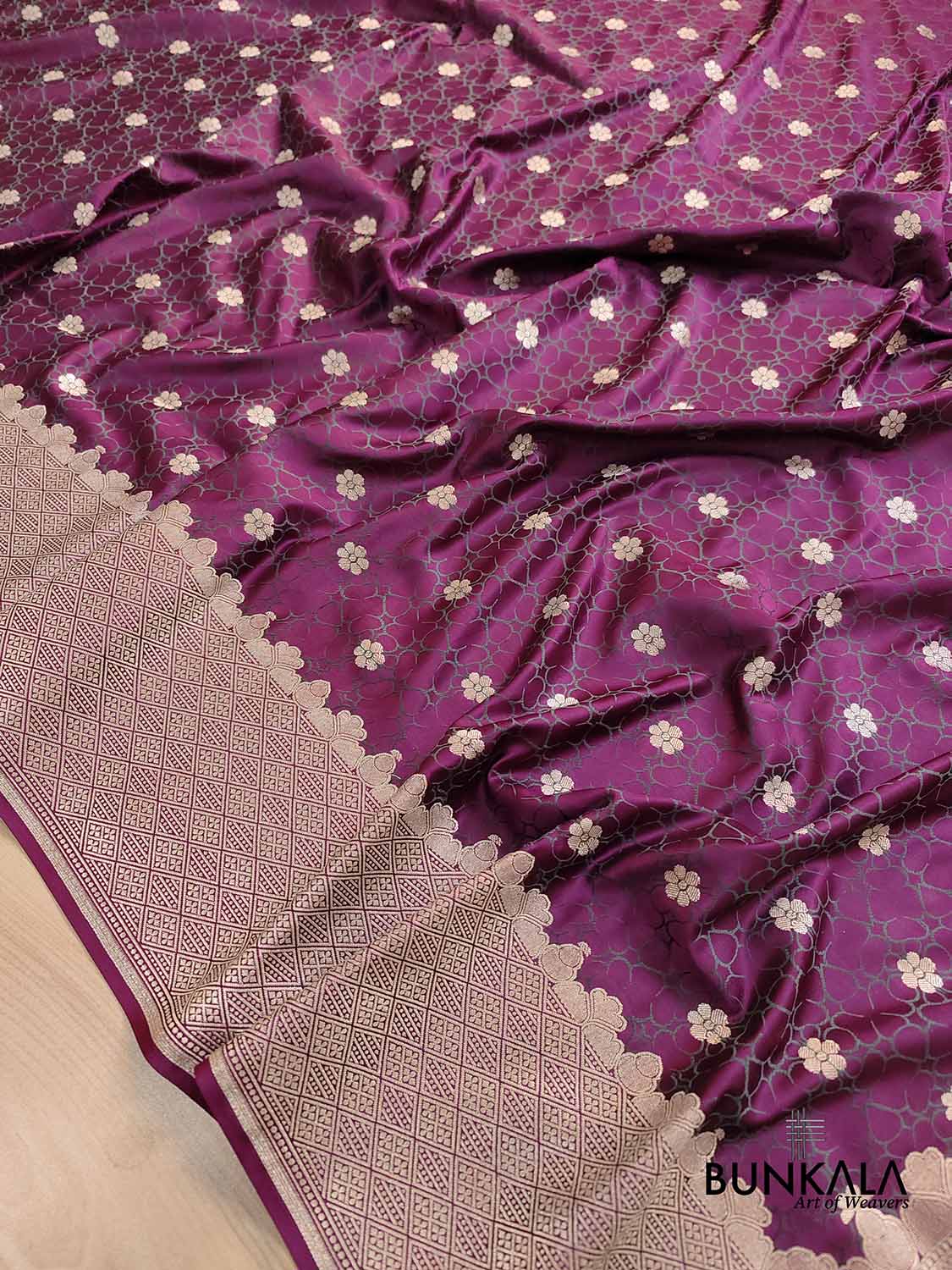 Purple Mashru Silk Jamewar Weaved Banarasi Saree