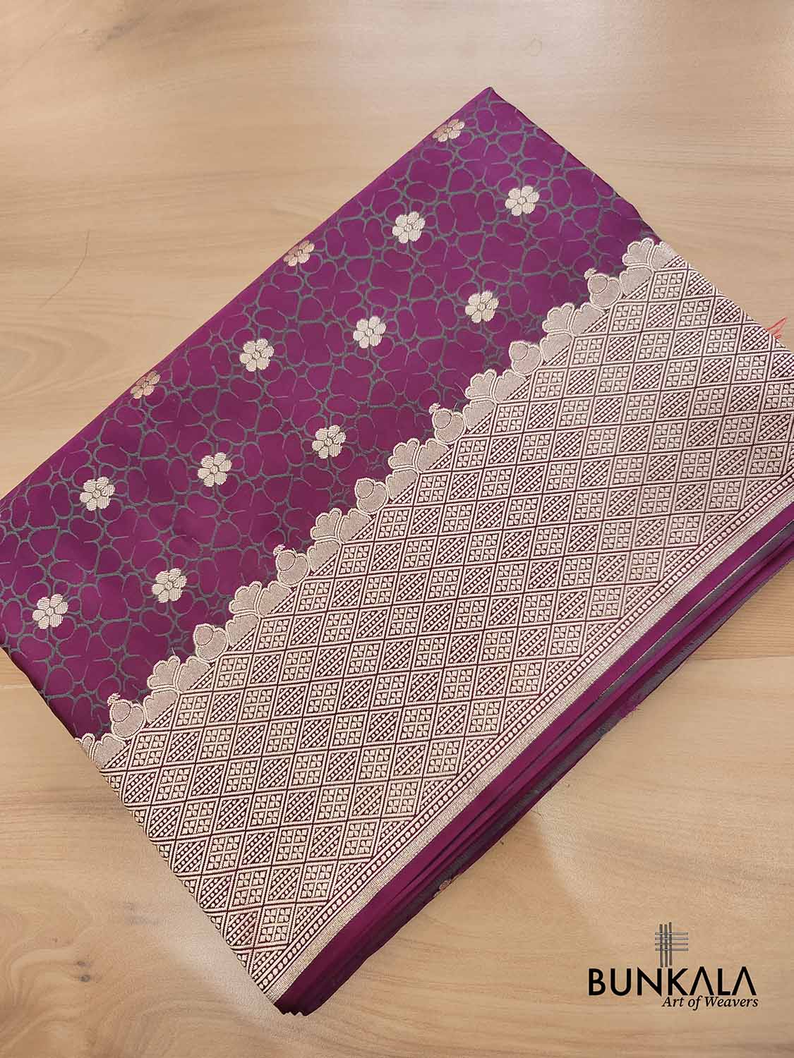 Purple Mashru Silk Jamewar Weaved Banarasi Saree