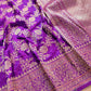 Purple Traditional Floral Jaal Design Kadwa Handweaved Pure Katan Silk Banarasi Saree