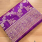 Purple Traditional Floral Jaal Design Kadwa Handweaved Pure Katan Silk Banarasi Saree