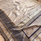 Pastel Grey Pure Soft Tissue Katan Silk Gold and Silver Allover Zari Buti Handloom Banarasi Saree with Big Black Contrast Skirt Border