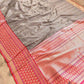 Grey Pure Katan Silk Geometrical Design Handweaved Silver Tanchui Body Banarasi Saree with Kadwa Handweaved Pink Contrast Border