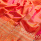 Pink and Orange Two tone Shot Color Plain Handloom Pure Katan Silk Kadwa Sona Rupa Border Banarasi Saree with Brocade Blouse